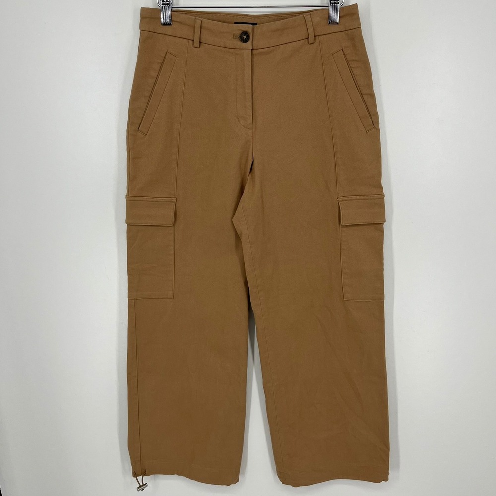 Express Womens Camel Tan Wide Leg Cargo Pants‎ High Waisted Bungee Hem Size 6S